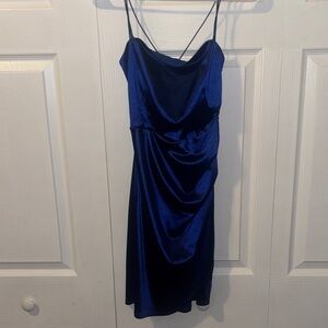 Honey and Rosie Satin Mini Dress in Royal Blues